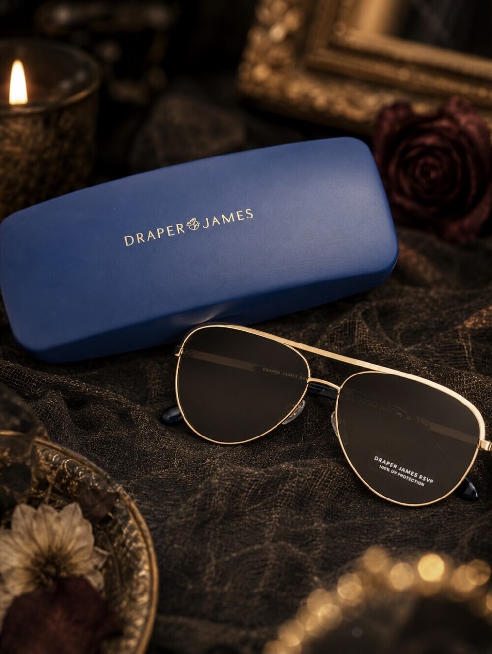 NEW Draper James RSVP Aviator Sunglasses Gold Brown Gradient w/ Case